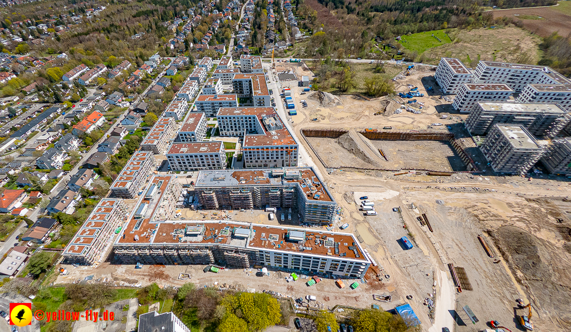 21.04.2023 - Luftbilder von der Baustelle Alexisquartier und Pandion Verde in Neuperlach